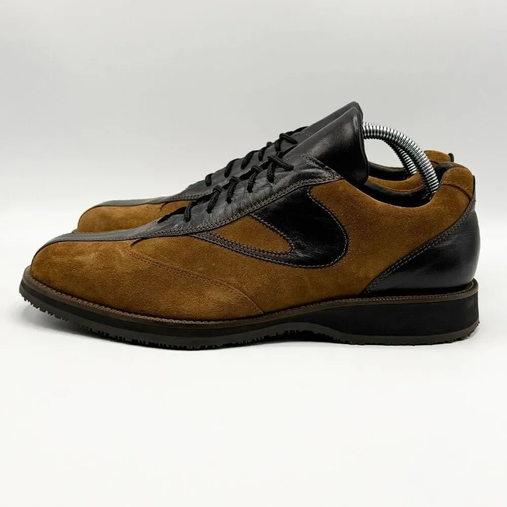 Lucan Fashion Brown Black Leather Suede Derby Shoes Made in Italy - Men’s EU 42